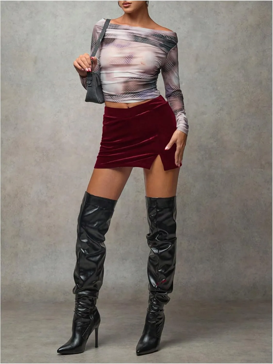 SOLY HUX Women's Mini Skirt Skorts Y2k Split Zipper Side Stretchy Pencil Bodycon Skirts with Shorts Underneath