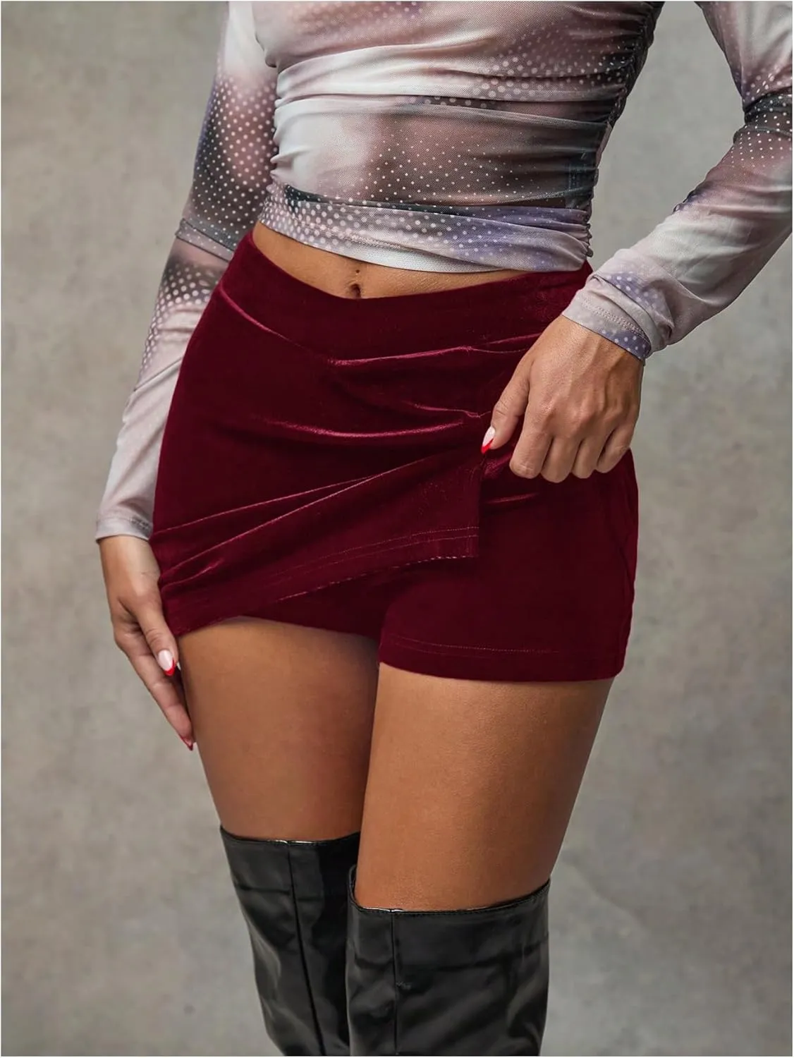 SOLY HUX Women's Mini Skirt Skorts Y2k Split Zipper Side Stretchy Pencil Bodycon Skirts with Shorts Underneath