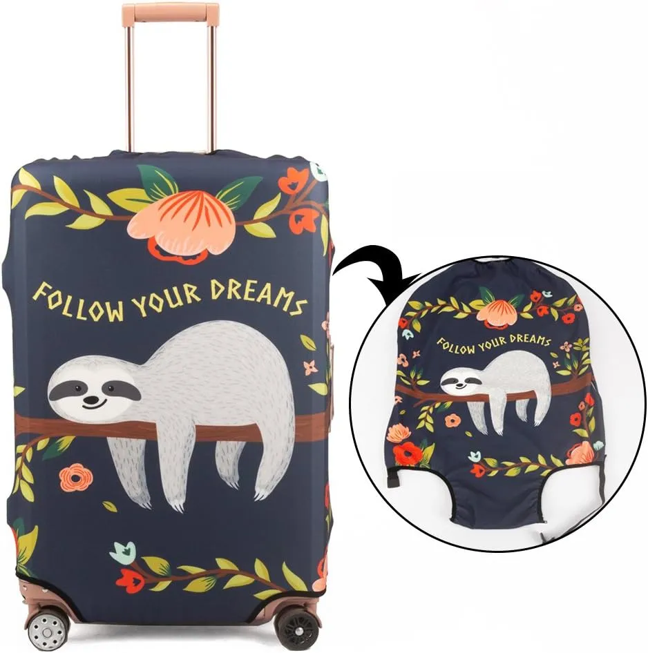 Spandex Travel Luggage Protector Suitcase Cover Fit 23-32 Inch Luggage (sloth, L)