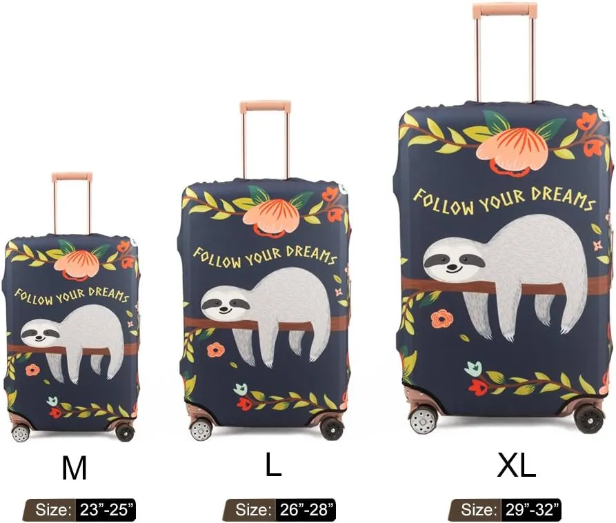Spandex Travel Luggage Protector Suitcase Cover Fit 23-32 Inch Luggage (sloth, L)