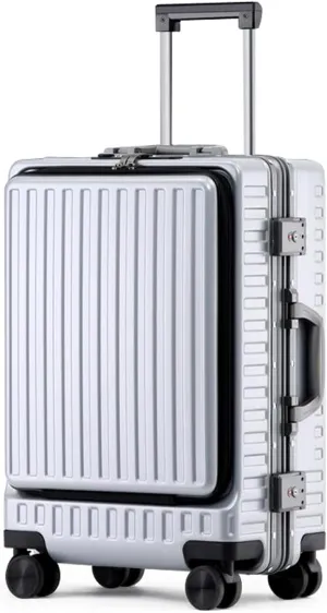 Suitcase, suitcase hard shell with front opening USB socket and STA suitcase,Silver,20in