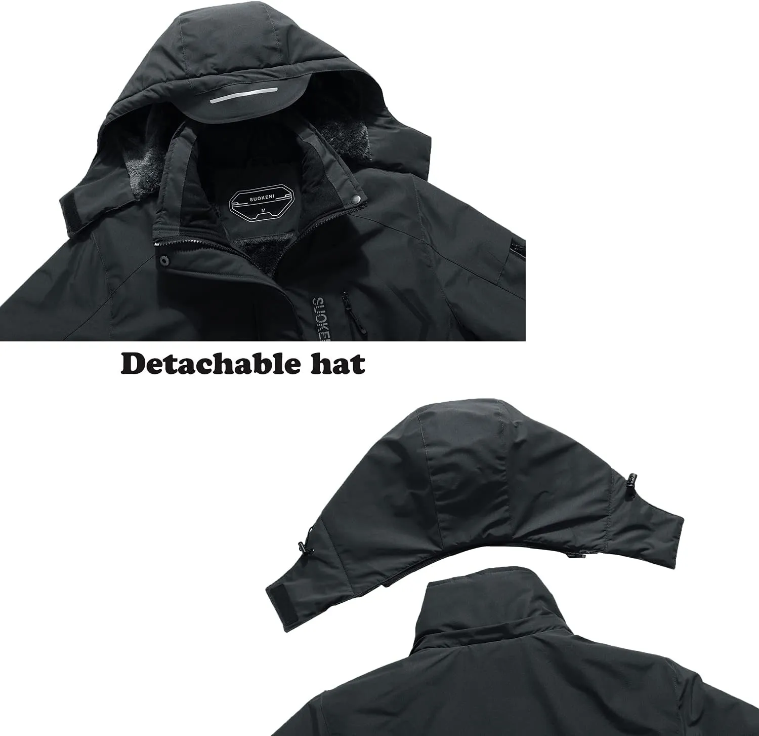SUOKENI Women's Waterproof Warm Winter Snow Coat Hooded Raincoat Ski Snowboarding Jacket