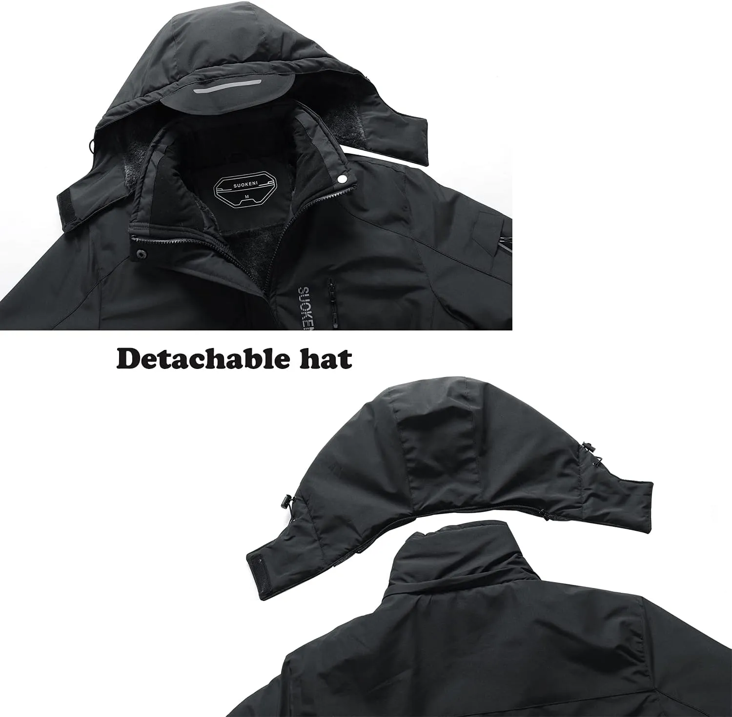 SUOKENI Women's Waterproof Warm Winter Snow Coat Hooded Raincoat Ski Snowboarding Jacket