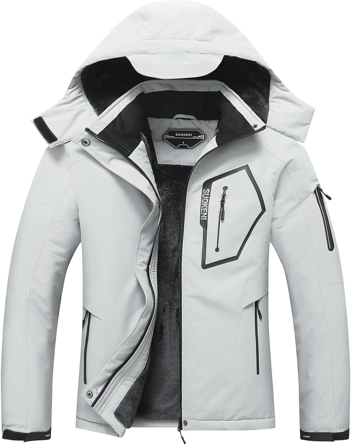 SUOKENI Women's Waterproof Warm Winter Snow Coat Hooded Raincoat Ski Snowboarding Jacket