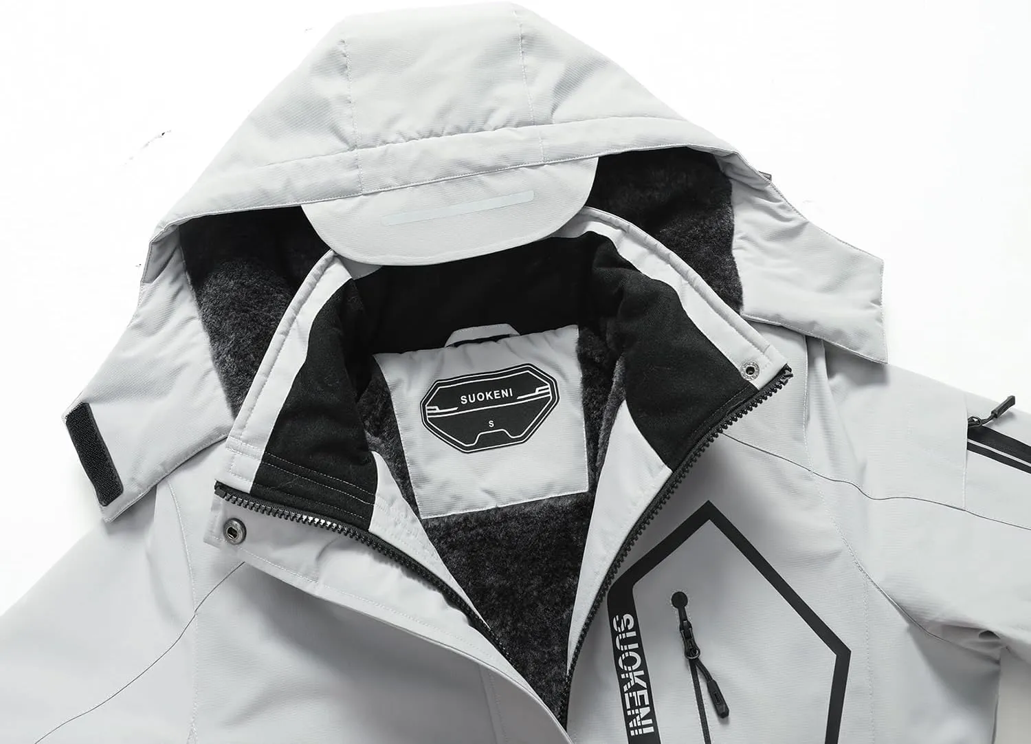 SUOKENI Women's Waterproof Warm Winter Snow Coat Hooded Raincoat Ski Snowboarding Jacket