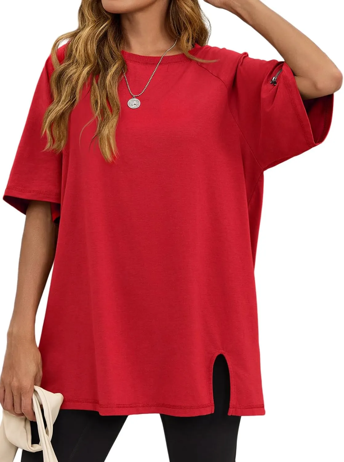 Tankaneo Womens Oversized Workout Tshirts Split Hem Raglan Short Sleeve Tops Summer Casual Loose Fit Tee Shirt