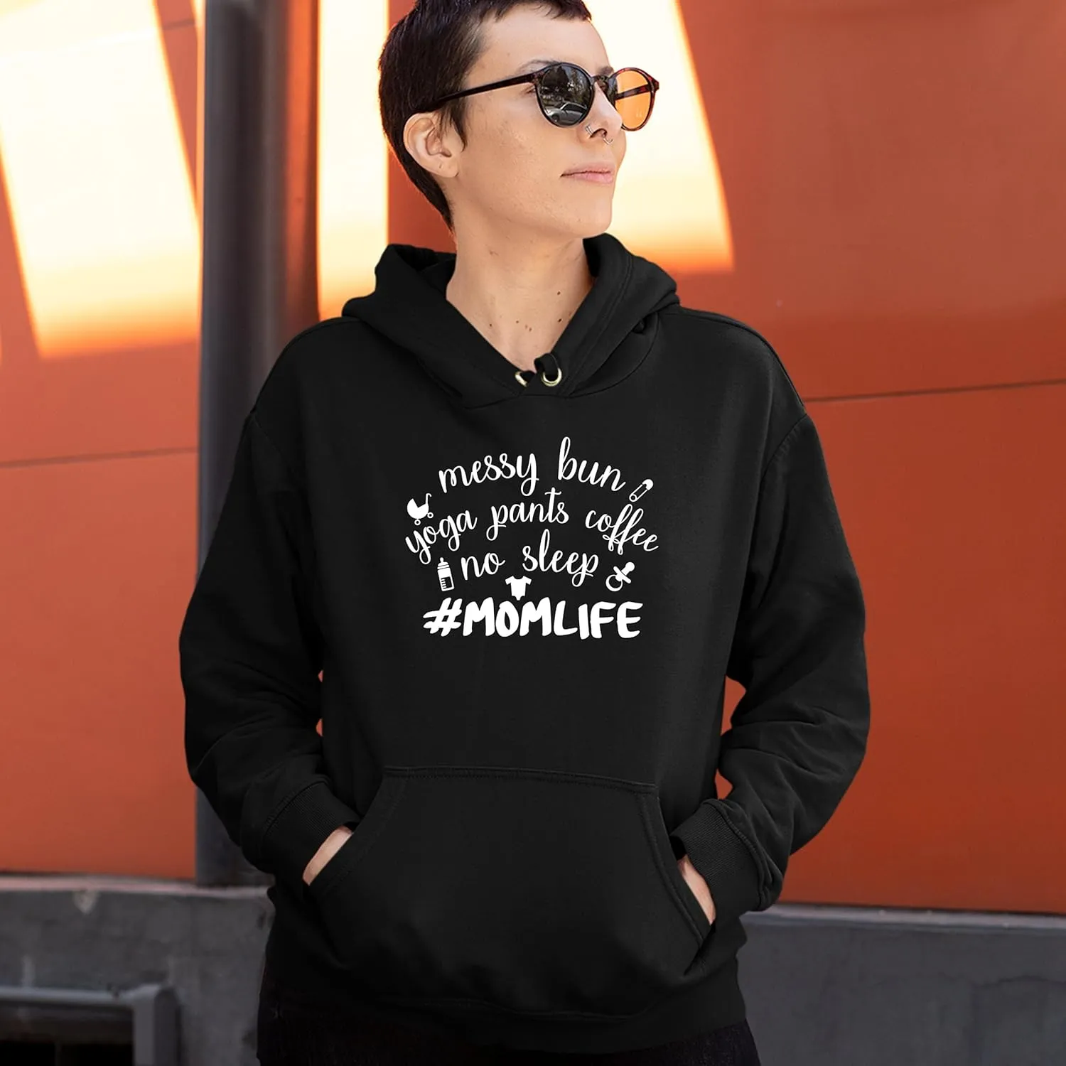 Tee Hunt Mom Life Sweatshirt Funny Messy Bun Yoga Pants No Sleep Motherhood Mama Bear Soccer Football Baseball Mommy Hoodie