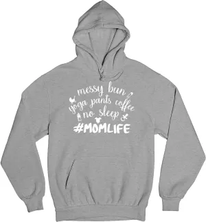 Tee Hunt Mom Life Sweatshirt Funny Messy Bun Yoga Pants No Sleep Motherhood Mama Bear Soccer Football Baseball Mommy Hoodie
