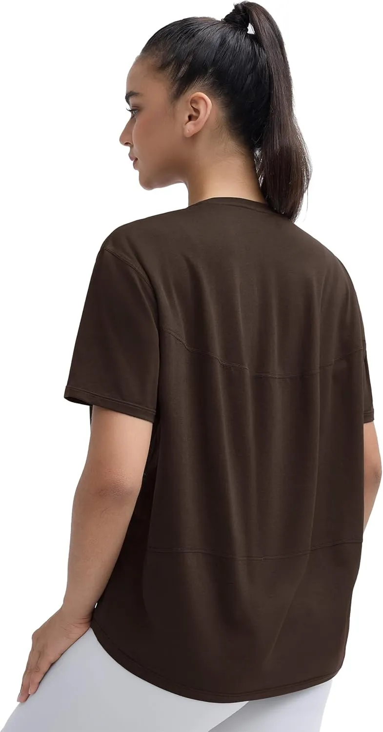 THE GYM PEOPLE Women's Short Sleeve Workout T-Shirts Back Loose Fit Running Yoga Tee Tops