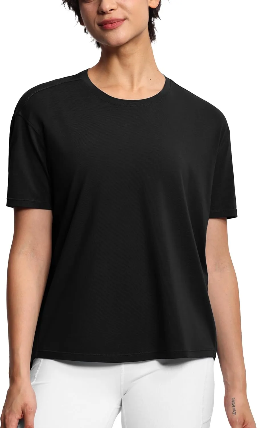 THE GYM PEOPLE Women's Short Sleeve Workout T-Shirts Back Loose Fit Running Yoga Tee Tops
