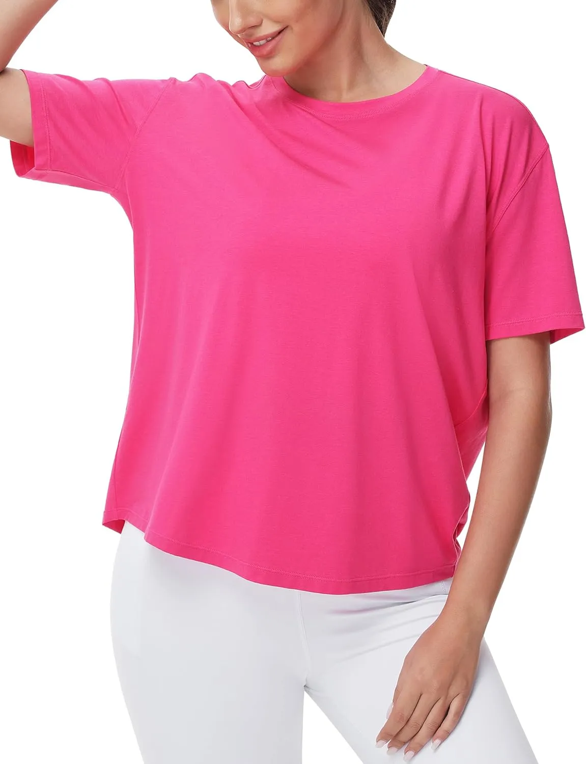 THE GYM PEOPLE Women's Short Sleeve Workout T-Shirts Back Loose Fit Running Yoga Tee Tops