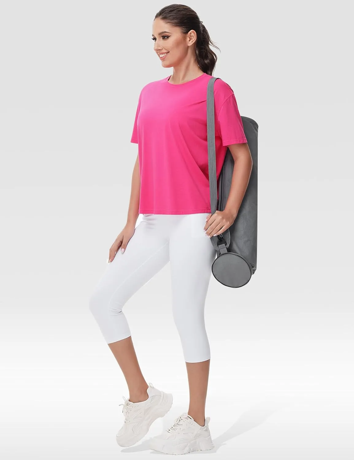 THE GYM PEOPLE Women's Short Sleeve Workout T-Shirts Back Loose Fit Running Yoga Tee Tops