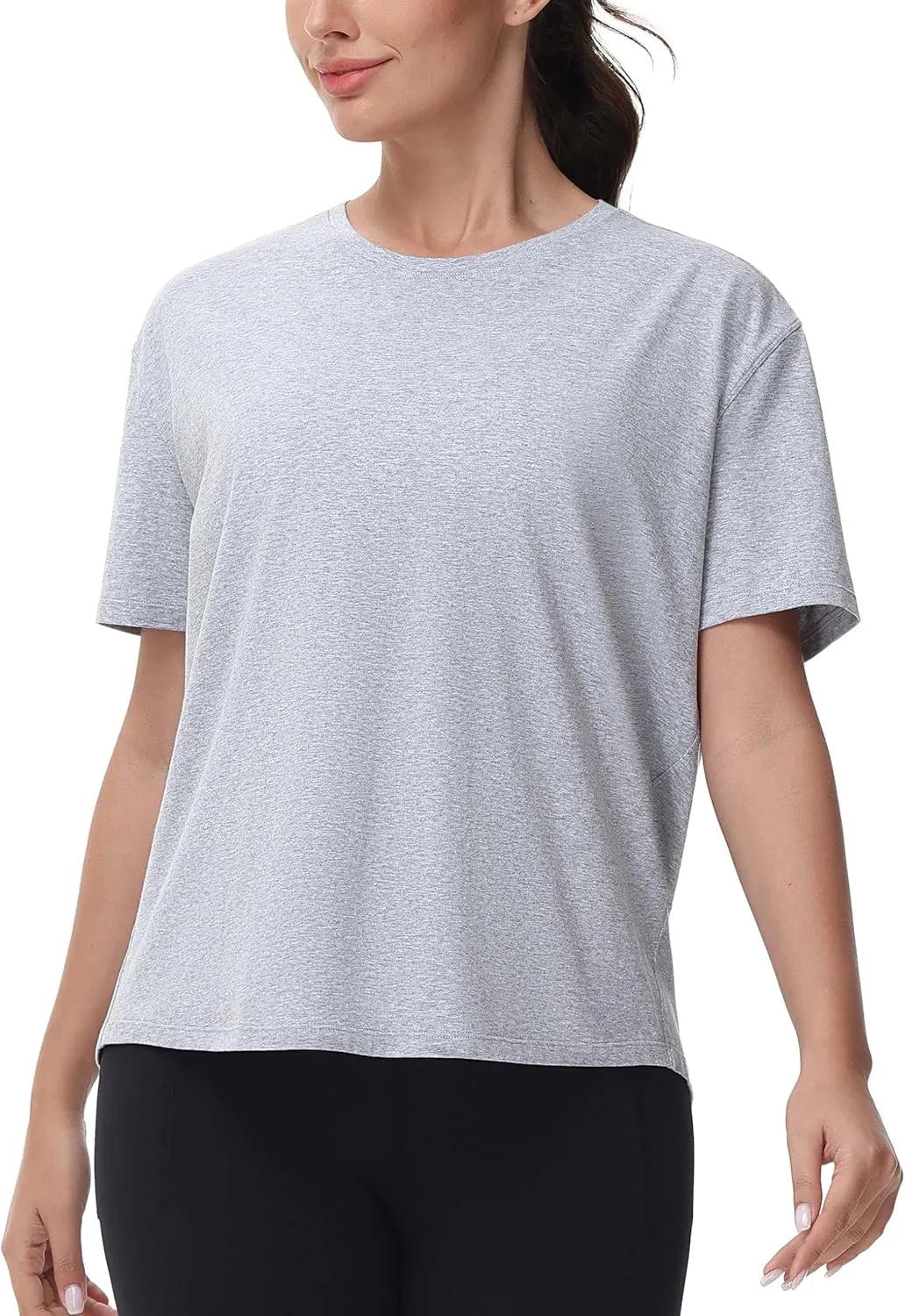 THE GYM PEOPLE Women's Short Sleeve Workout T-Shirts Back Loose Fit Running Yoga Tee Tops