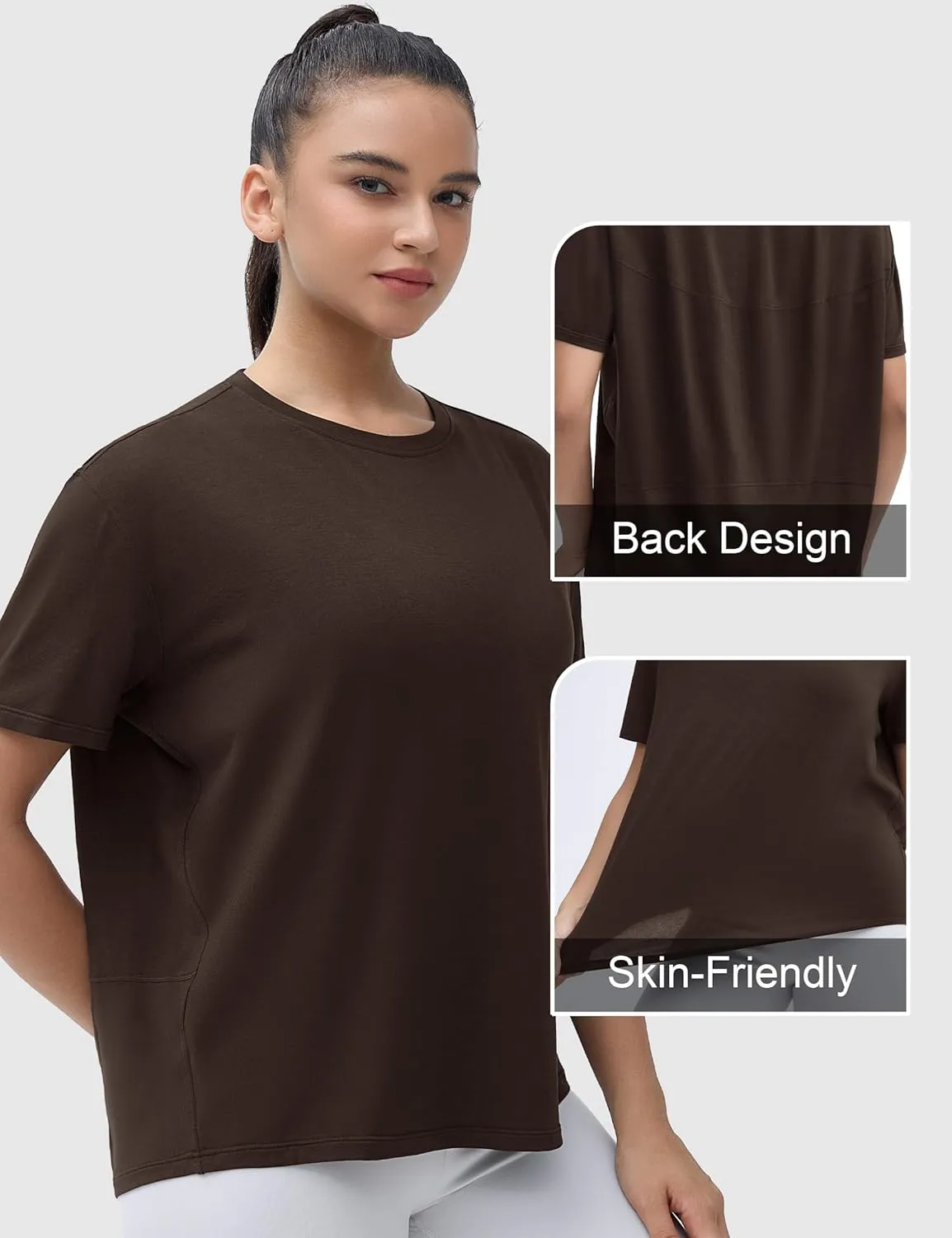 THE GYM PEOPLE Women's Short Sleeve Workout T-Shirts Back Loose Fit Running Yoga Tee Tops