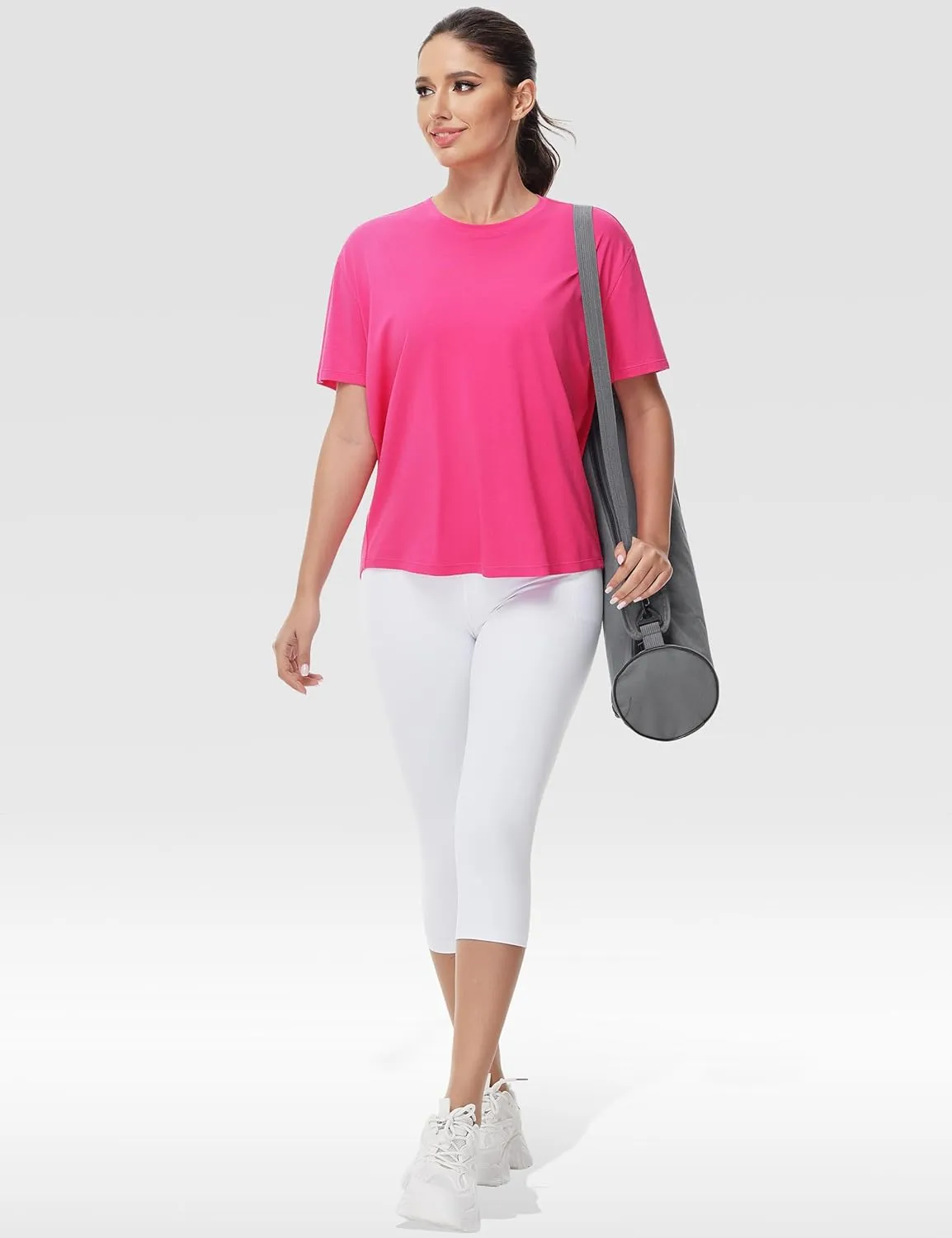 THE GYM PEOPLE Women's Short Sleeve Workout T-Shirts Back Loose Fit Running Yoga Tee Tops