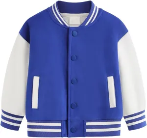 Toddler Baby Boy Girl Baseball Jacket Y2 Varsity Bomber Jackets Print Color Block Button Letterman