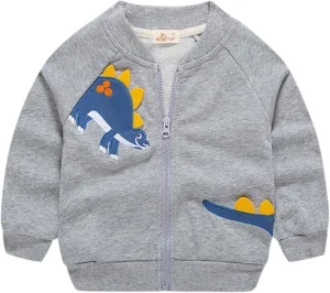 Toddler Baby Boys Fleece Warm Jacket Winter Print Cotton Dinosaur Long Sleeve Coat Jacket Kids Padded Jackets