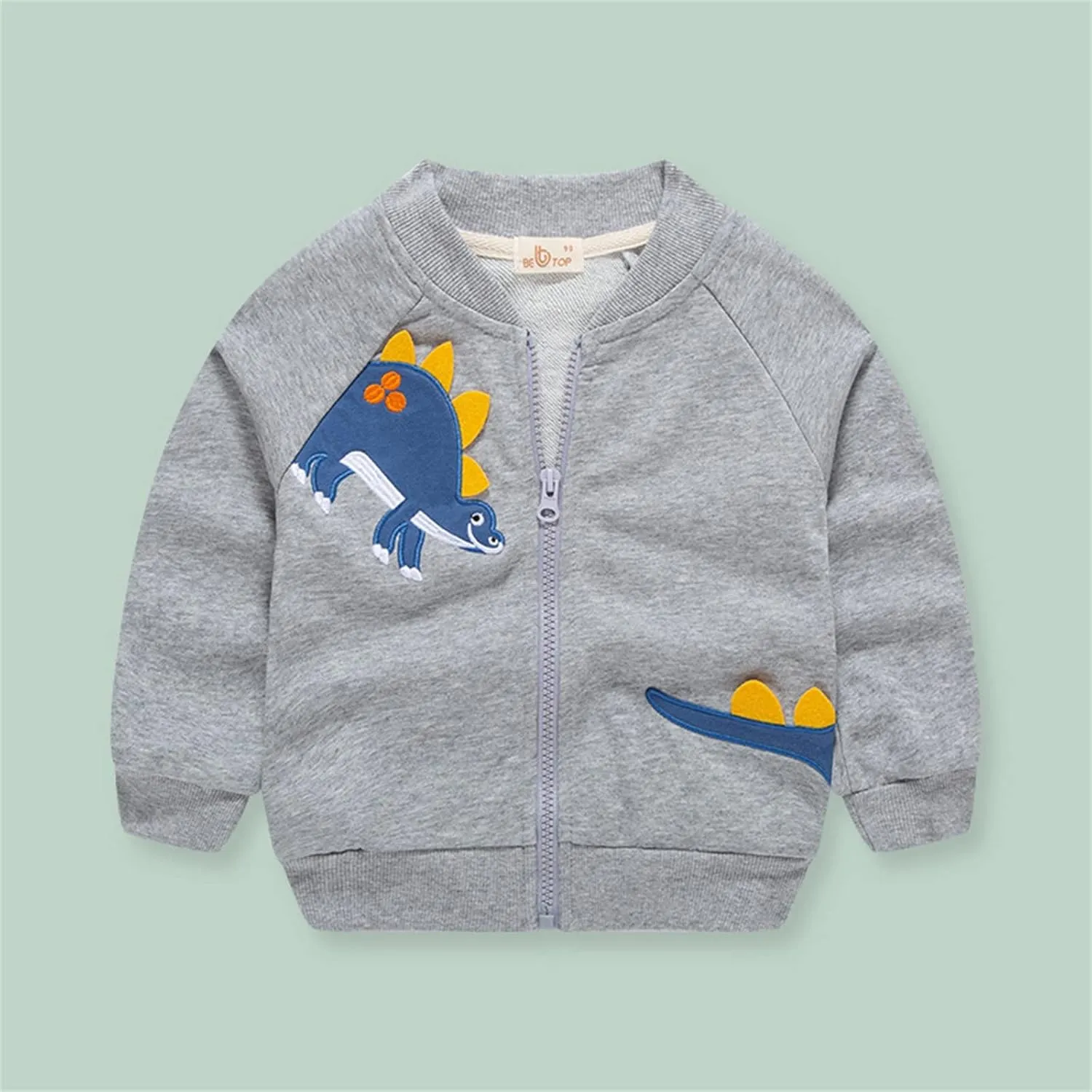 Toddler Baby Boys Fleece Warm Jacket Winter Print Cotton Dinosaur Long Sleeve Coat Jacket Kids Padded Jackets