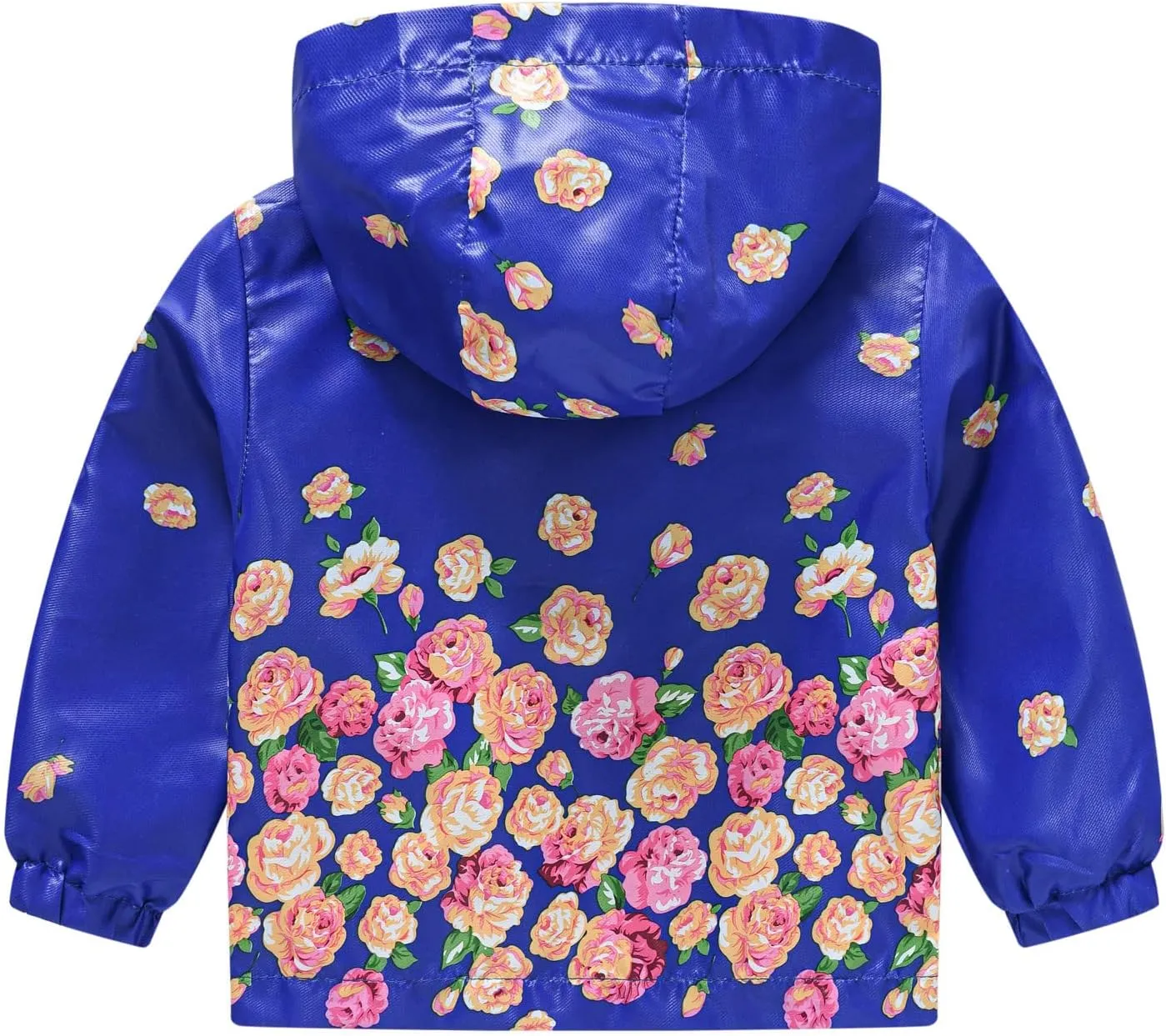 Toddler Girls Boys Flower Print Zip Hooded Jacket Kids Trench Rain Jacket Outerwear Lightweight Windbreaker Coat