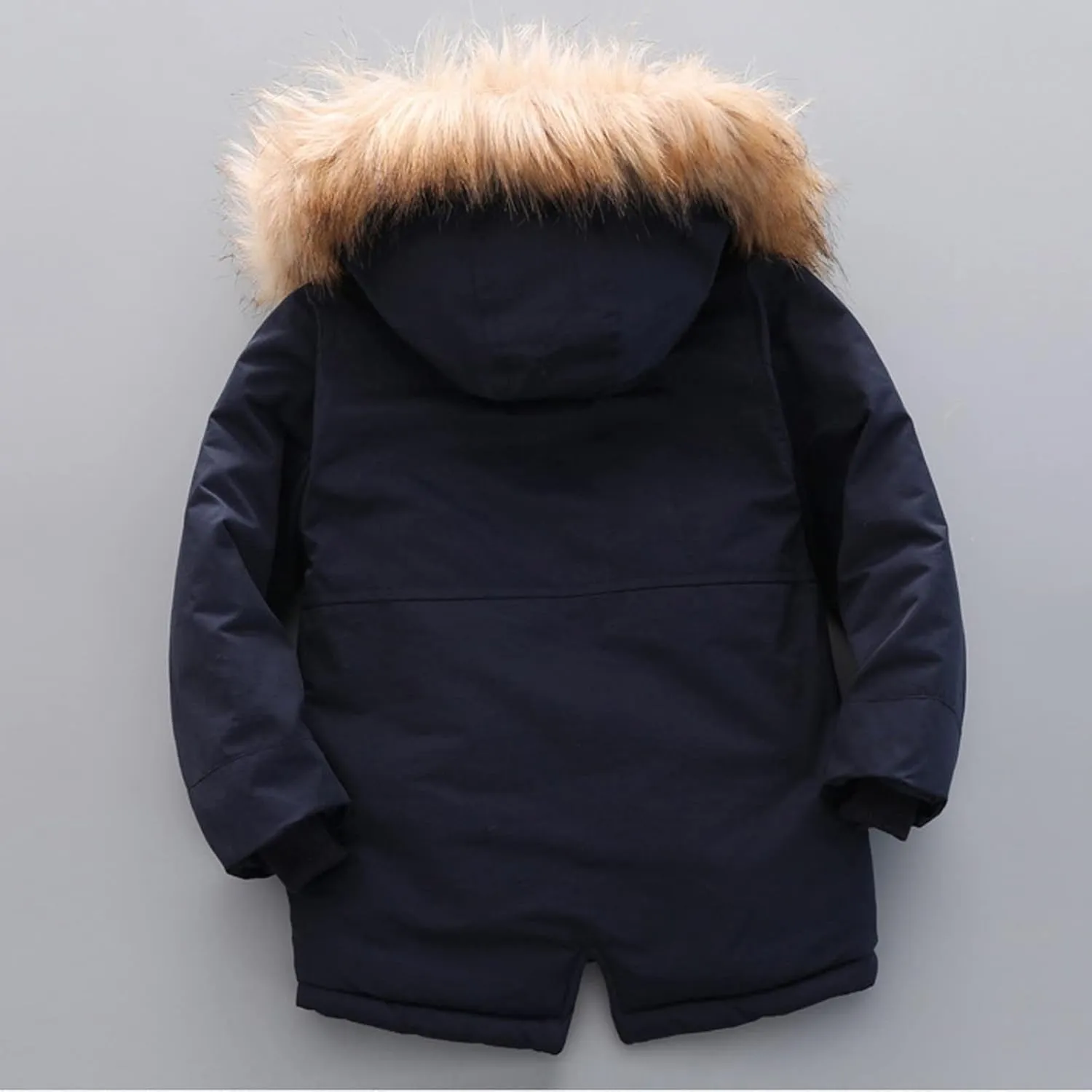 Toddler Girls Boy's Thick Cotton-Padded Parka Jacket Faux Fur Hooded Fleece Coat for Kids Midweight Winter Jacket
