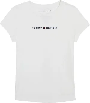 Tommy Hilfiger Girl's Short Sleeve T-shirt With Flag Logo, Cotton Blend Tee With Tagless Interior