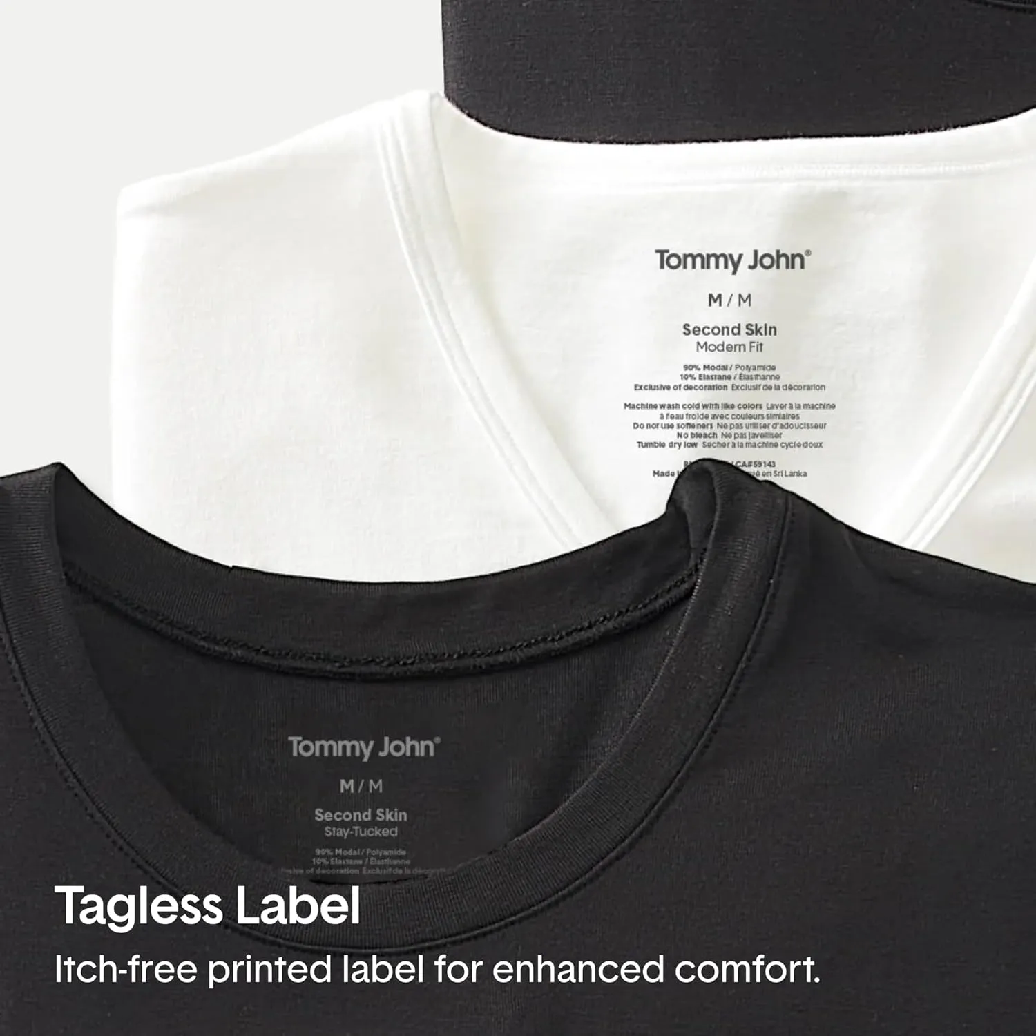 Tommy John Men's Crew Neck Undershirt, Second Skin Fabric, Slim Fit T-Shirt with Stay Tuck Design