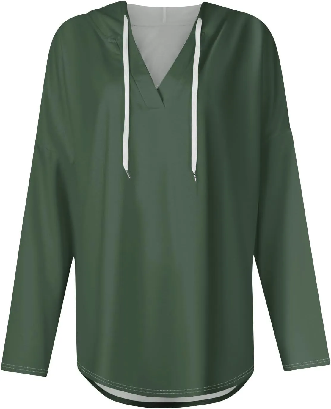 Trendy Hoodie for Women 2024 V Neck Sweatshirt Oversized Long Sleeve Pullover Outfit Drawstring Casual Outwear