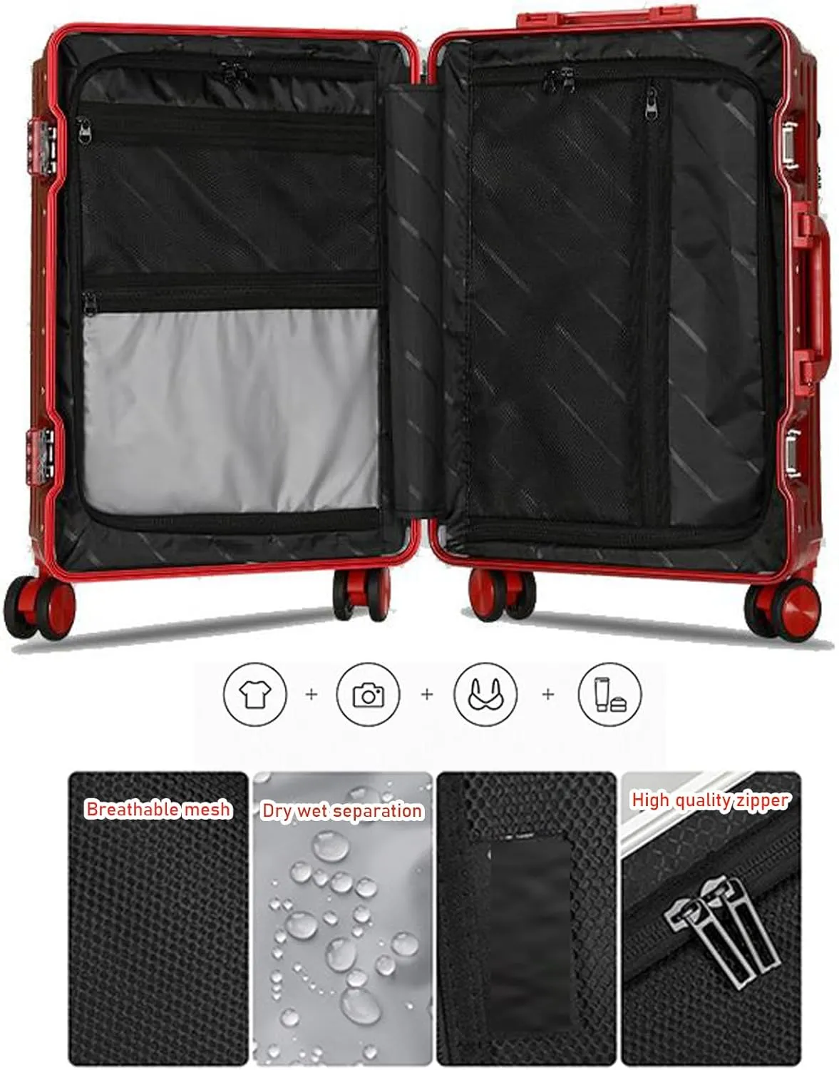 Ultra Hard Shell Carry On Luggage - 26in Cabin Size Suitcase with Aluminum Frame, 360 Wheels & Password Lock - Blue(Gray,22in)