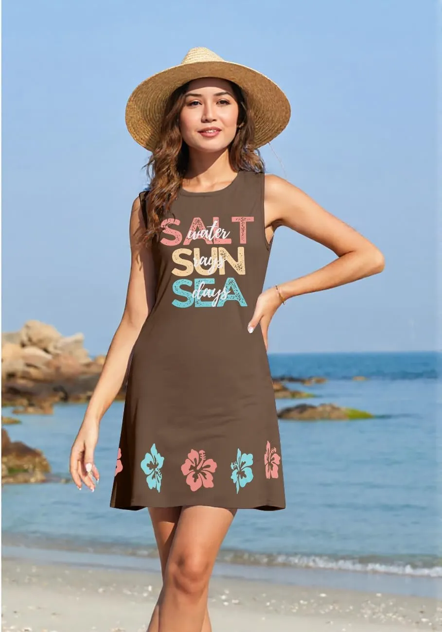 UNIQUEONE Hawaiian Dresses for Women: Sea Shell Sleeveless Shirt Summer Beach Hawaiian Loose Tank Sundresses