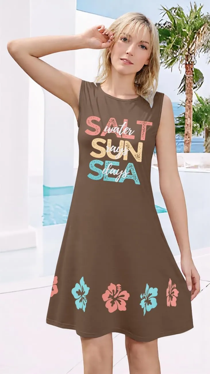 UNIQUEONE Hawaiian Dresses for Women: Sea Shell Sleeveless Shirt Summer Beach Hawaiian Loose Tank Sundresses