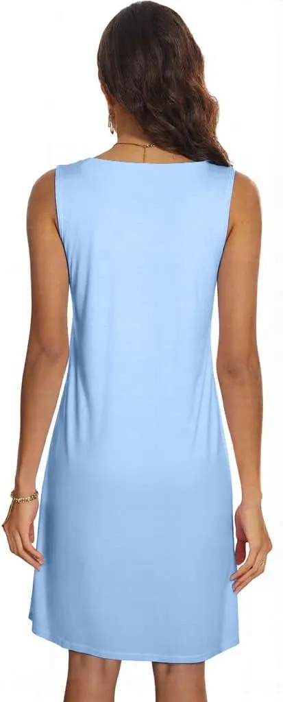 UNIQUEONE Hawaiian Dresses for Women: Sea Shell Sleeveless Shirt Summer Beach Hawaiian Loose Tank Sundresses