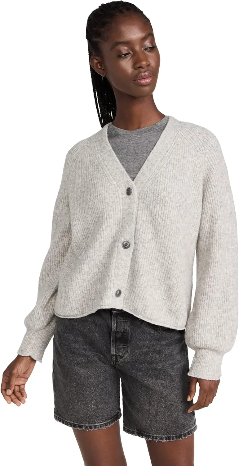 VELVET BY GRAHAM & SPENCER Women's Mia Cozy Knits Cardigan Sweater, Light Heather, M