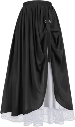 Victorian Renaissance Style Skirt Women's Long Skirt Double Layered Maxi Long Skirt