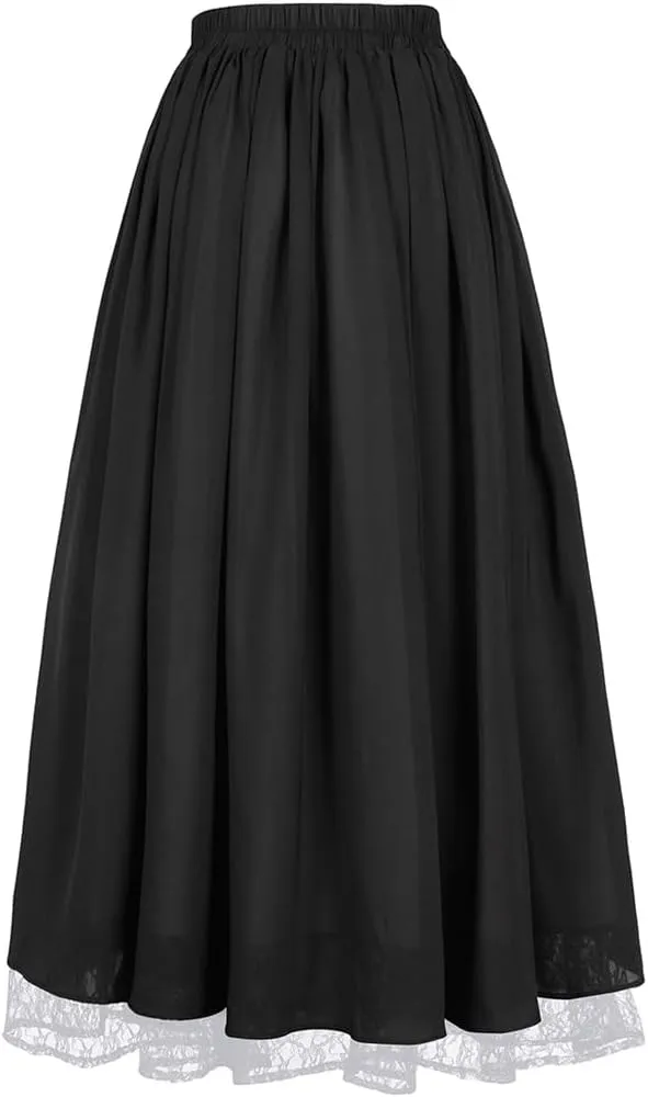 Victorian Renaissance Style Skirt Women's Long Skirt Double Layered Maxi Long Skirt