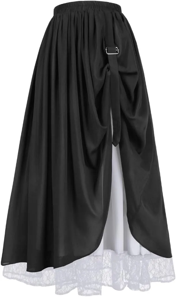 Victorian Renaissance Style Skirt Women's Long Skirt Double Layered Maxi Long Skirt