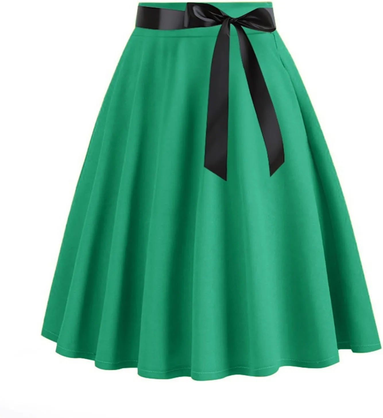 Vintage Skirts for Women Elastic High Waist Stretch Swing Party Skirt Pleated A Line Flared Midi Dress