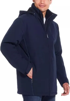 Weatherproof Mens Ultra Tech Removable Fleece Lined Hood Jacket (Blue,X-Large)
