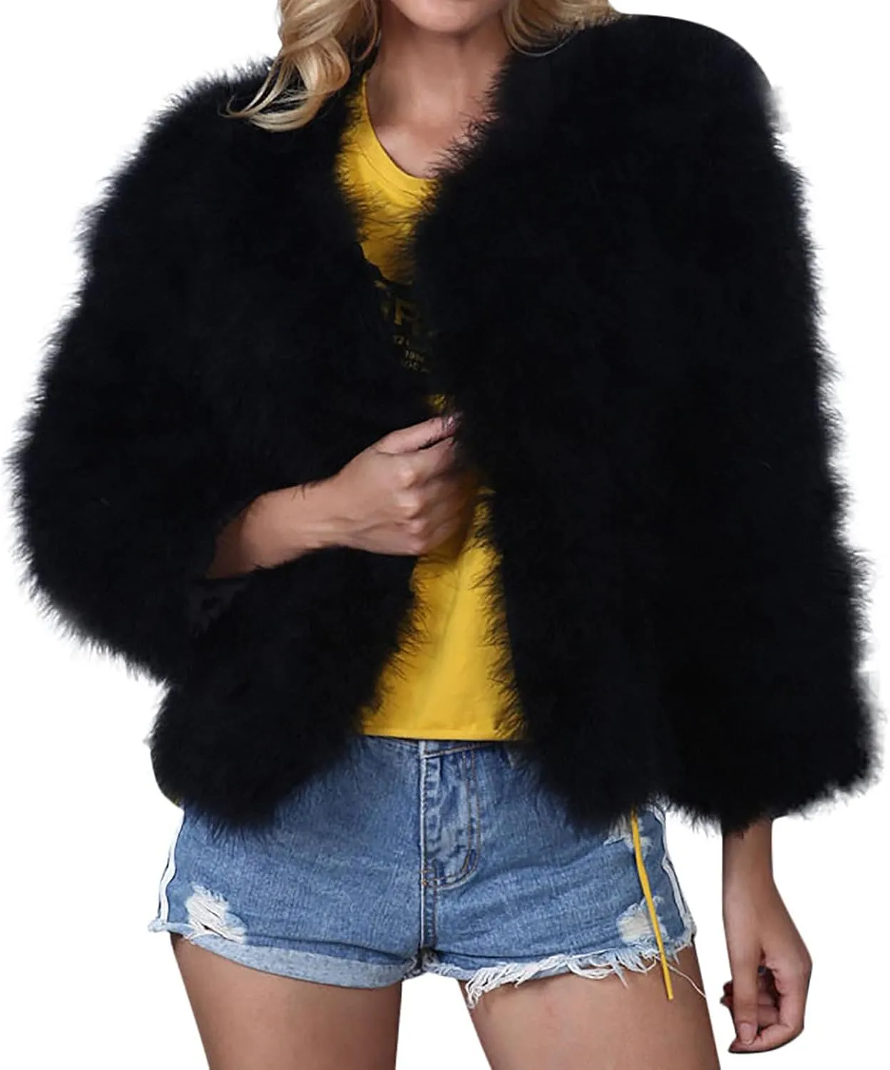 Winter Coats for Women 2023 Trendy Faux Fur Shaggy Jacket Cropped Long Sleeve Tops Open Front Coat Cardigan Outerwear