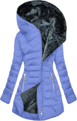 Winter Coats for Women Fleece Lining Puffer Down Parkas Jackets Warm Padded Bubble Zip Up Hooded Outwear with Pockets