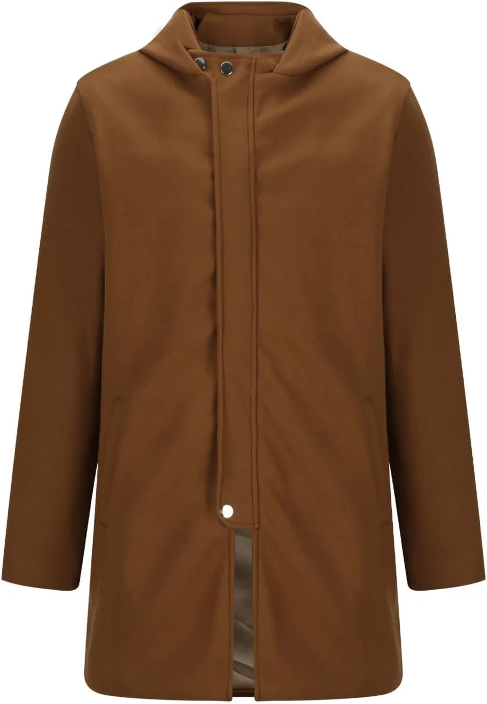 Winter Jackets for Men Long Trench Coat Zip Up Jacket with Hood Wool Blend Peacoat Warm Thick Outerwear 2024