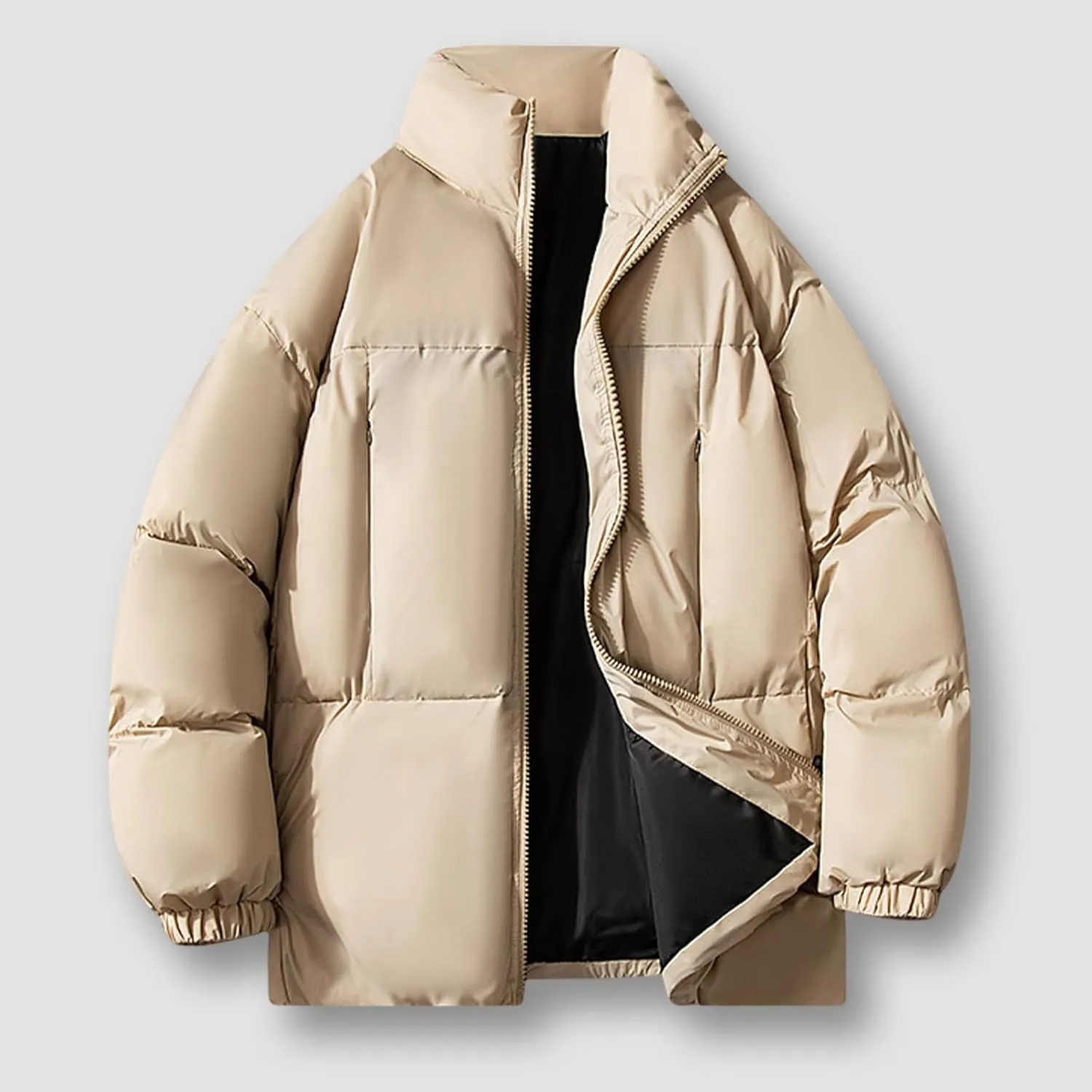 Winter Quilted Insulated Jackets For Men Heavyweight Cotton Padded Jacket Stand Collar Thickened Coats For Travel Ski