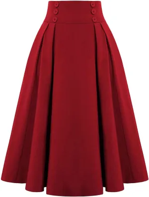 with Pockets High Fashion Vintage Casual Skirt Pleated Skirt Waist Women Skirt High Waist Trumpet Midi Skirt