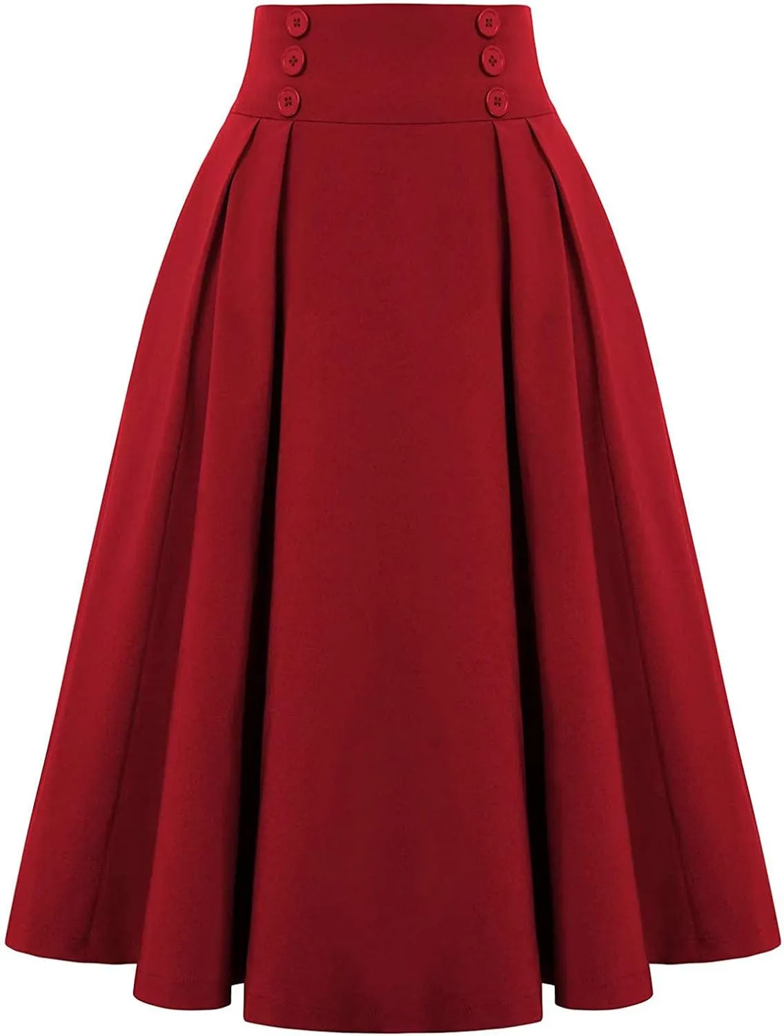 with Pockets High Fashion Vintage Casual Skirt Pleated Skirt Waist Women Skirt High Waist Trumpet Midi Skirt
