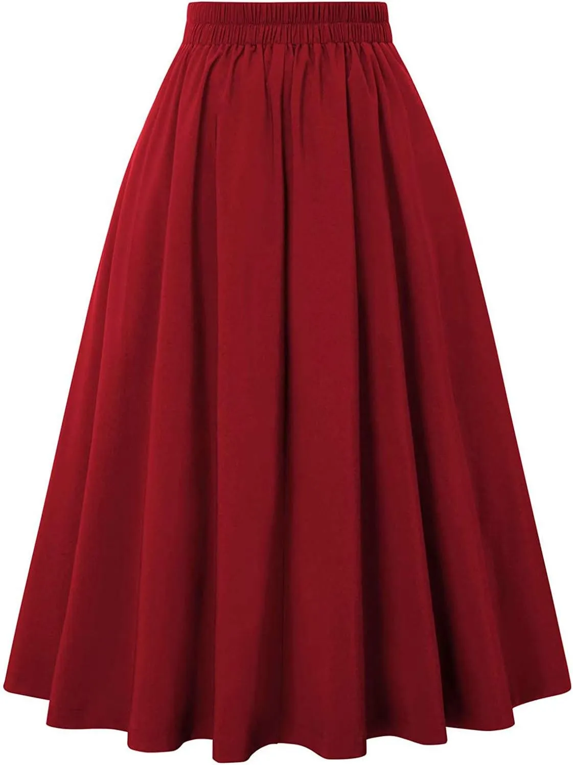 with Pockets High Fashion Vintage Casual Skirt Pleated Skirt Waist Women Skirt High Waist Trumpet Midi Skirt