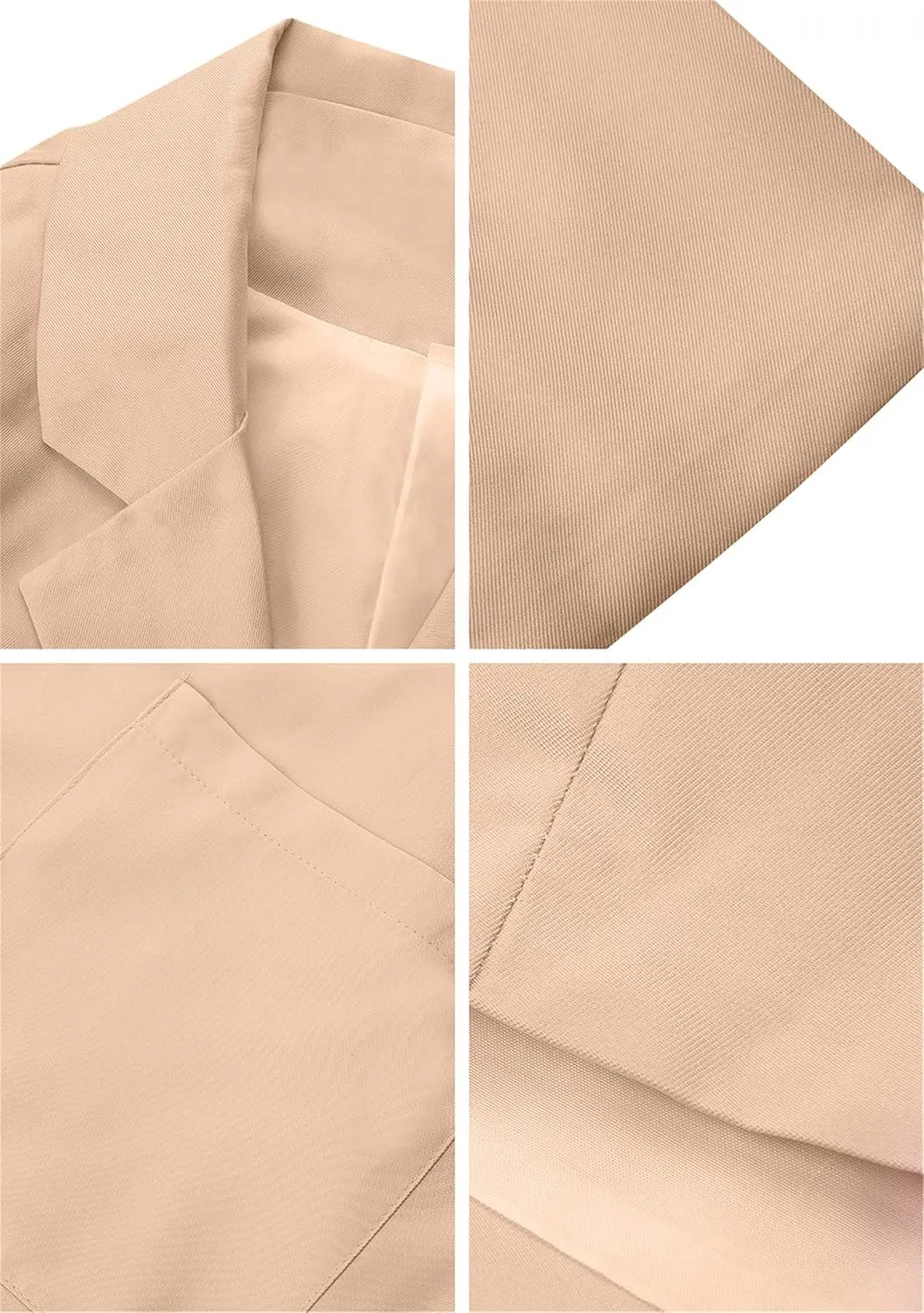 WIWIQS Women Blazer Lapel Solid Color Casual Loose Office Coat with Pockets Long Sleeve Slim Work Jacket