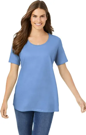Woman Within Women's Plus Size Perfect Short-Sleeve Scoopneck Tee