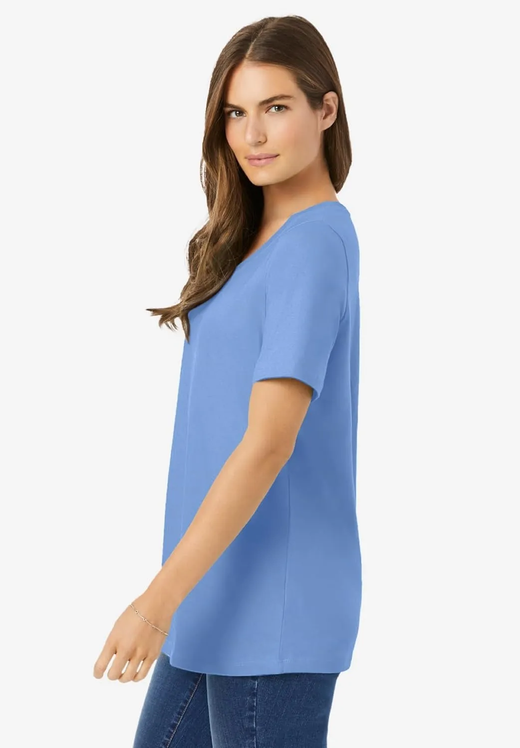 Woman Within Women's Plus Size Perfect Short-Sleeve Scoopneck Tee