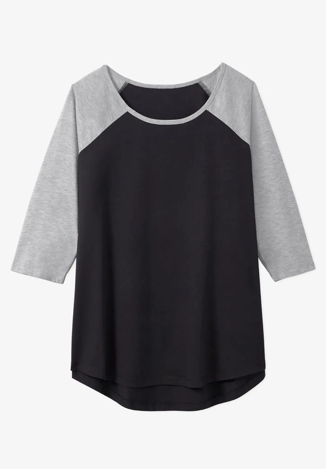 Woman Within Women's Plus Size Three-Quarter Sleeve Baseball Tee