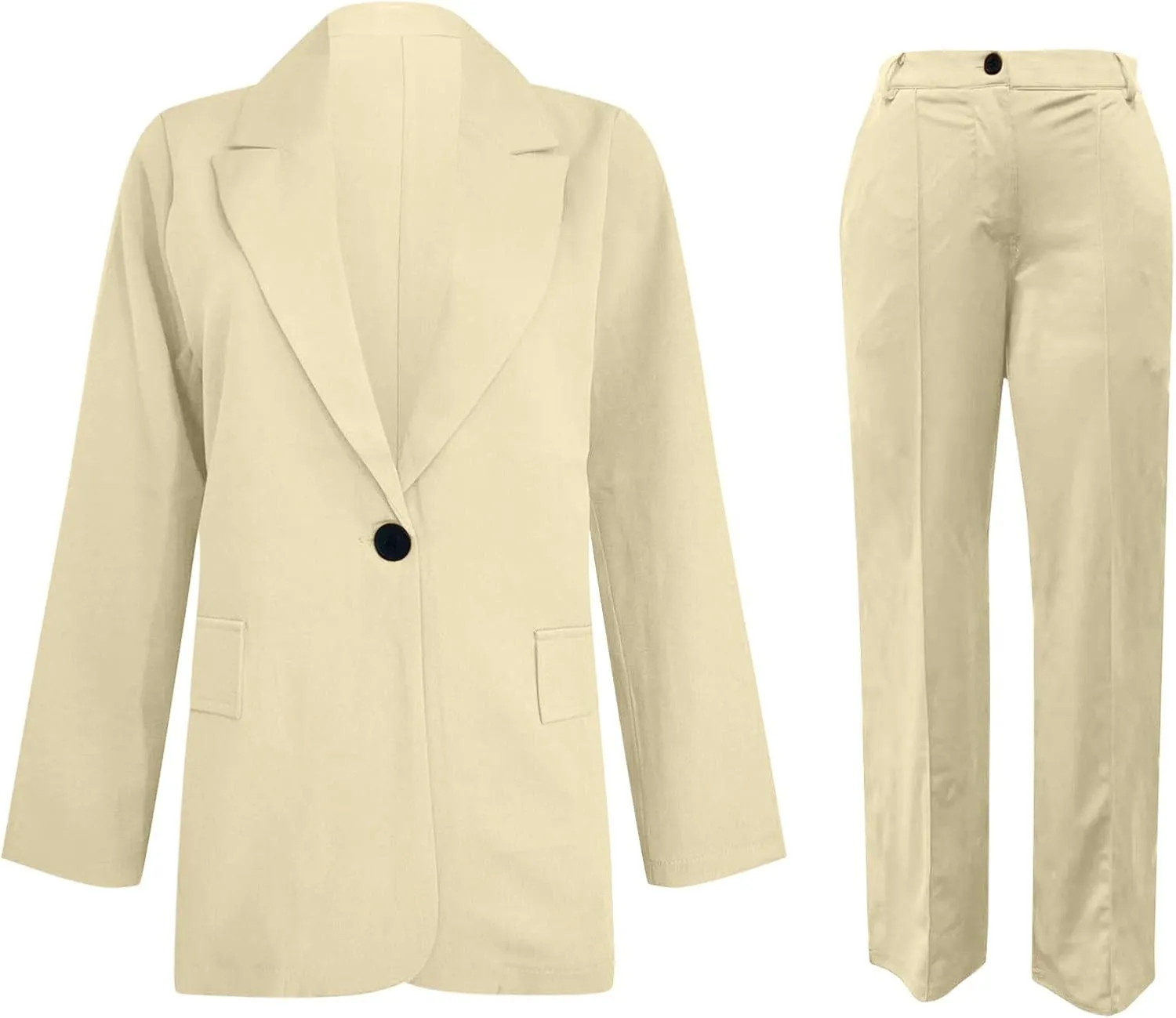 Women 2 Piece Plus Size Casual Blazers Open Front Long Sleeve Button Jackets and Pants Office Business Work Suit Set