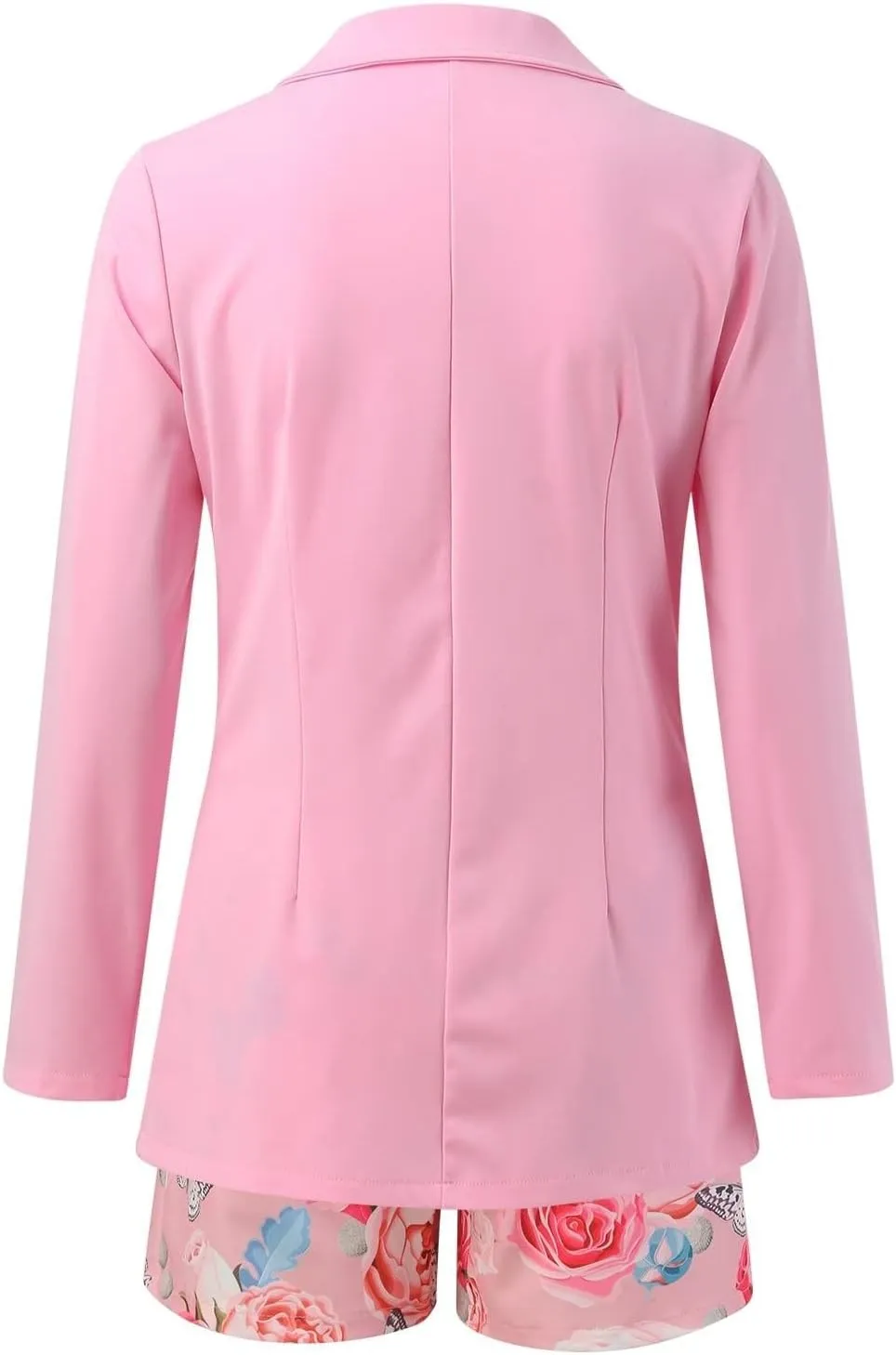 Women 3 Piece Outfits Long Sleeve Blazer Jacket and Floral Belted Shorts Set Business Suit Lounge Work Cardigan Coat